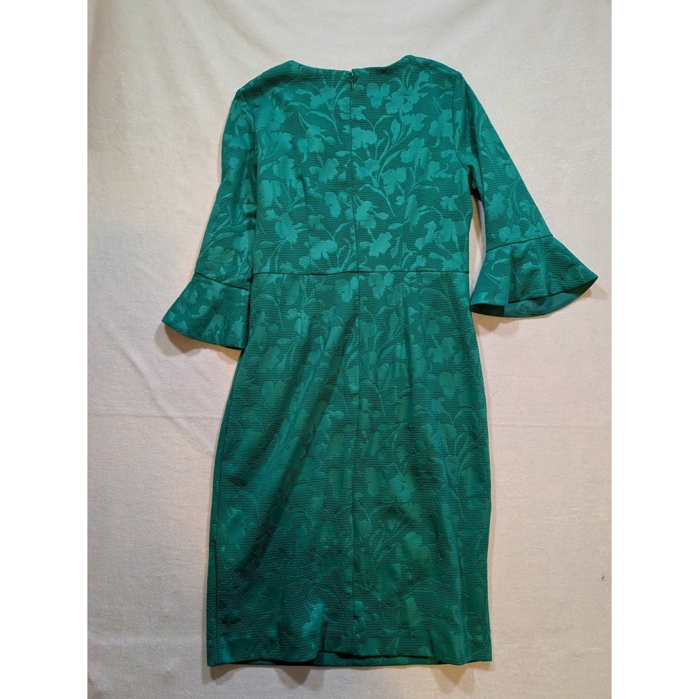 Shelby and palmer green dress size 6 ruffle quarter sleeve business pencil - Picture 6 of 7